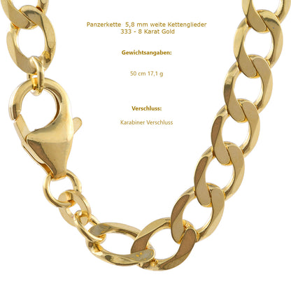 Edle Echt Goldkette Breiten 0,8mm-6,0mm  Panzerkette 333-8 Karat Gold