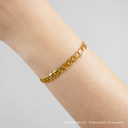 Edle Echt Goldkette Breiten 0,8mm-6,0mm  Panzerkette 333-8 Karat Gold