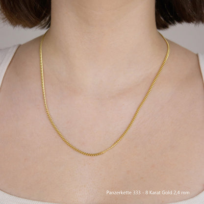 Edle Echt Goldkette Breiten 0,8mm-6,0mm  Panzerkette 333-8 Karat Gold