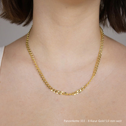 Edle Echt Goldkette Breiten 0,8mm-6,0mm  Panzerkette 333-8 Karat Gold