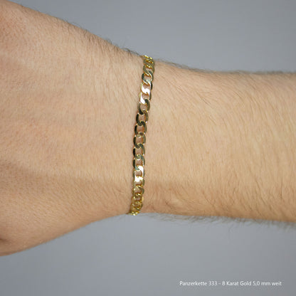 Edle Echt Goldkette Breiten 0,8mm-6,0mm  Panzerkette 333-8 Karat Gold