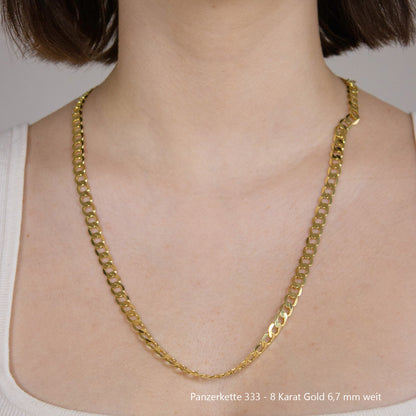 Edle Echt Goldkette Breiten 0,8mm-6,0mm  Panzerkette 333-8 Karat Gold