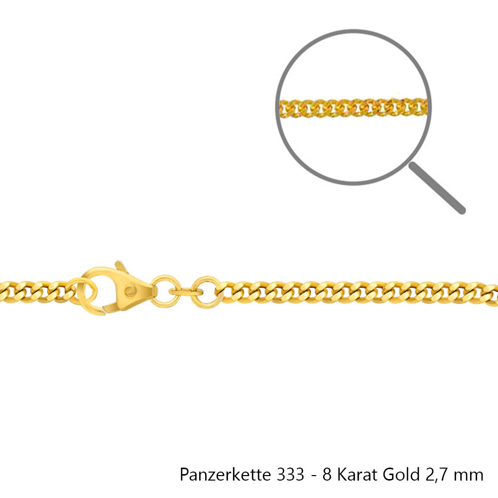 Edle massive Goldkette Panzerkette Halskette aus 333 - 8 Karat Gold