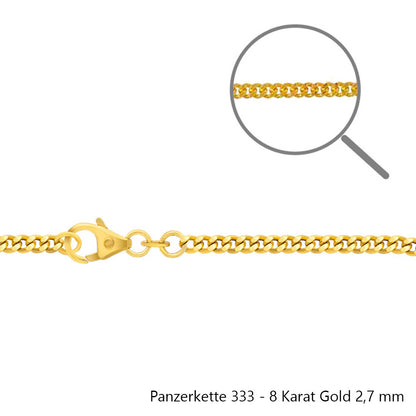 Edle massive Goldkette Panzerkette Halskette aus 333 - 8 Karat Gold