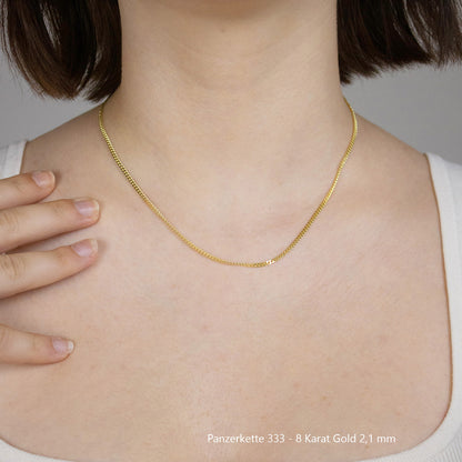 Edle massive Goldkette Panzerkette Halskette aus 333 - 8 Karat Gold