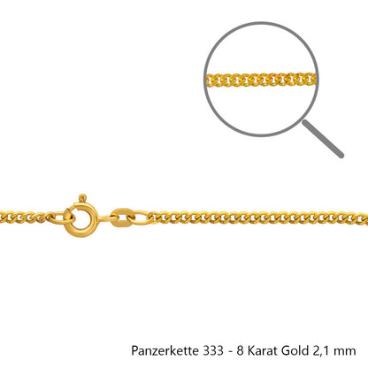 Edle massive Goldkette Panzerkette Halskette aus 333 - 8 Karat Gold