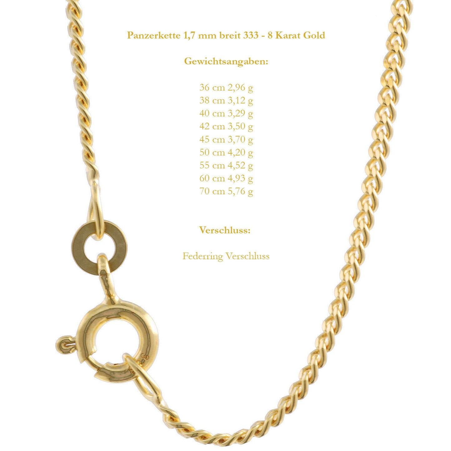 Edle massive Goldkette Panzerkette Halskette aus 333 - 8 Karat Gold
