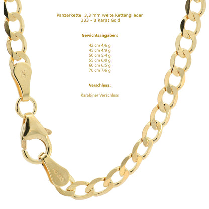 Edle massive Goldkette Panzerkette Halskette aus 333 - 8 Karat Gold