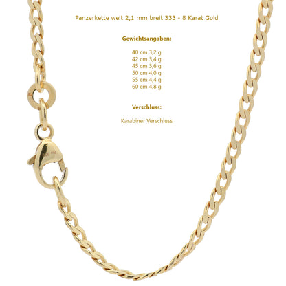 Edle massive Goldkette Panzerkette Halskette aus 333 - 8 Karat Gold