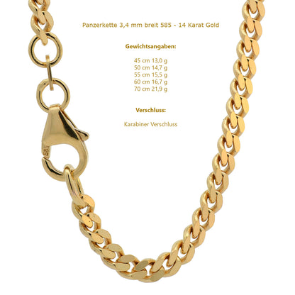 Hochwertige edle Panzerkette Halskette massiv  585 - 14 Karat Gold