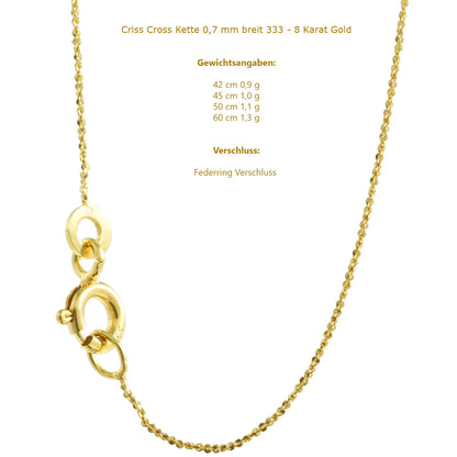 Edle feine dünne filigrane Goldkette Halskette  echt 333 -8 Karat Gold