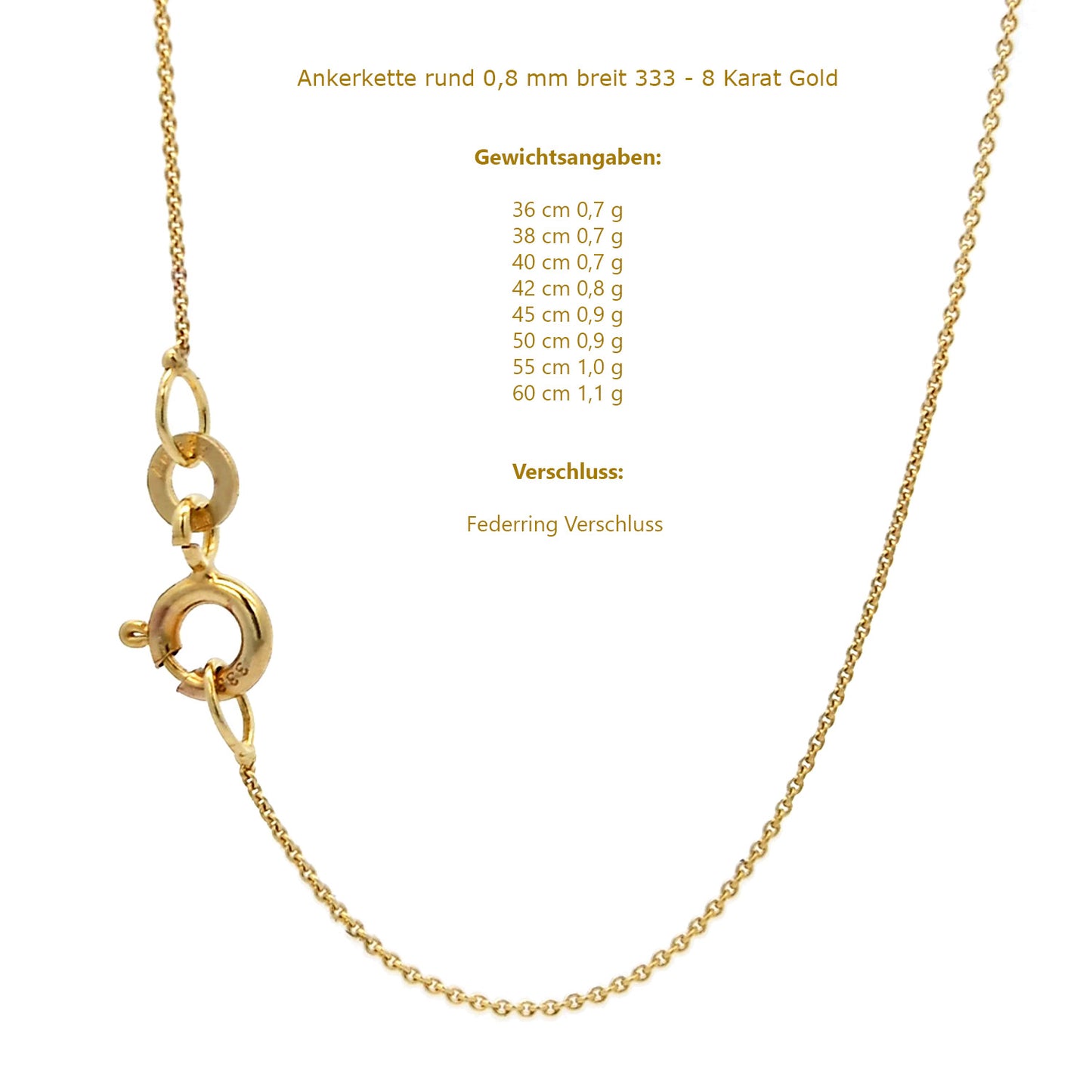 Edle feine dünne filigrane Goldkette Halskette  echt 333 -8 Karat Gold