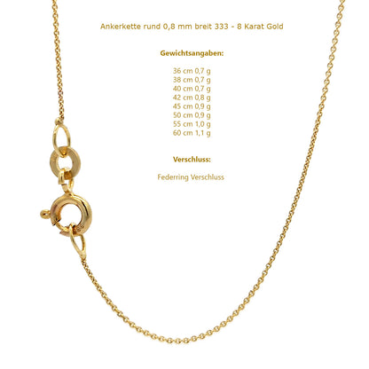 Edle feine dünne filigrane Goldkette Halskette  echt 333 -8 Karat Gold