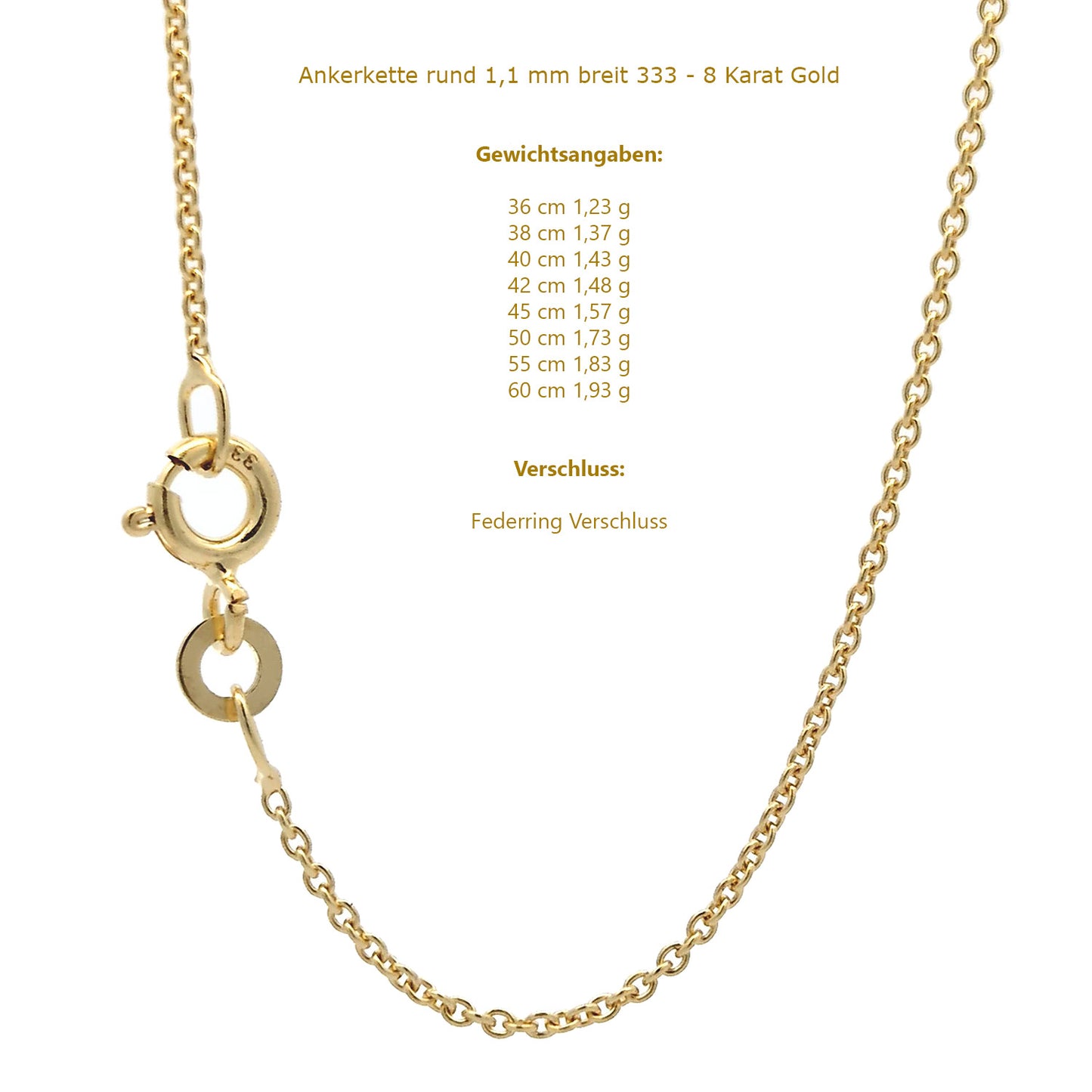 Edle feine dünne filigrane Goldkette Halskette  echt 333 -8 Karat Gold