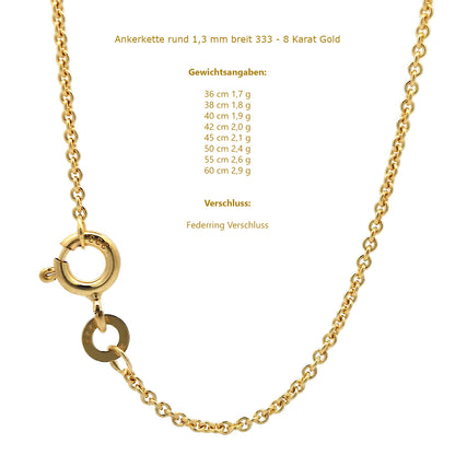 Edle feine dünne filigrane Goldkette Halskette  echt 333 -8 Karat Gold