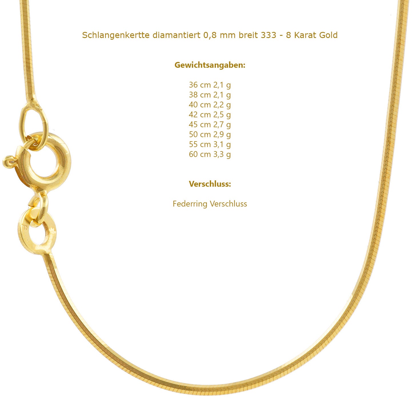 Edle feine dünne filigrane Goldkette Halskette  echt 333 -8 Karat Gold