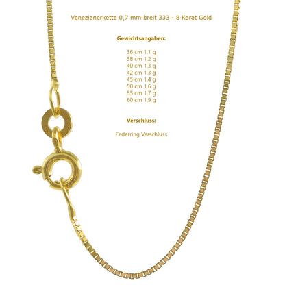 Edle feine dünne filigrane Goldkette Halskette  echt 333 -8 Karat Gold