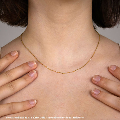 Edle feine dünne filigrane Goldkette Halskette  echt 333 -8 Karat Gold