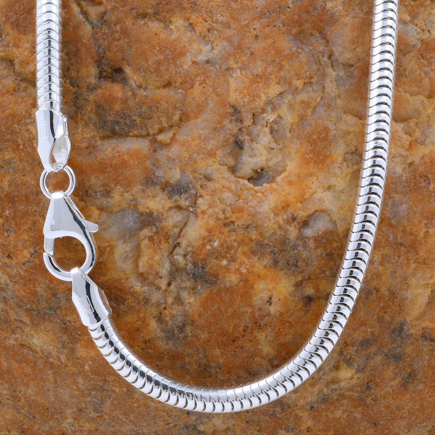 Silberkette Echt 925 Sterlingsilber Schlangenkette rund Silber Halskette - Damenkette Made in Germany