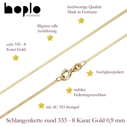 Edle Massive Goldkette Schlangenkette rund Halskette 333- 8 Karat Gold