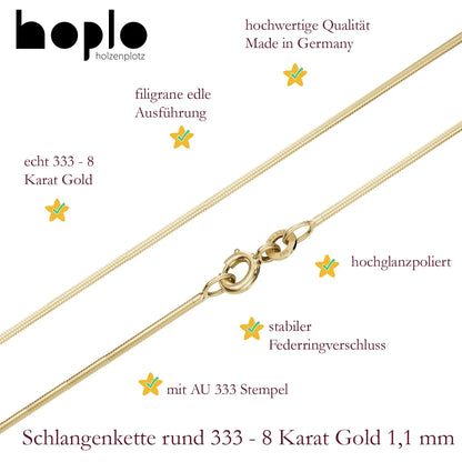 Edle Massive Goldkette Schlangenkette rund Halskette 333- 8 Karat Gold