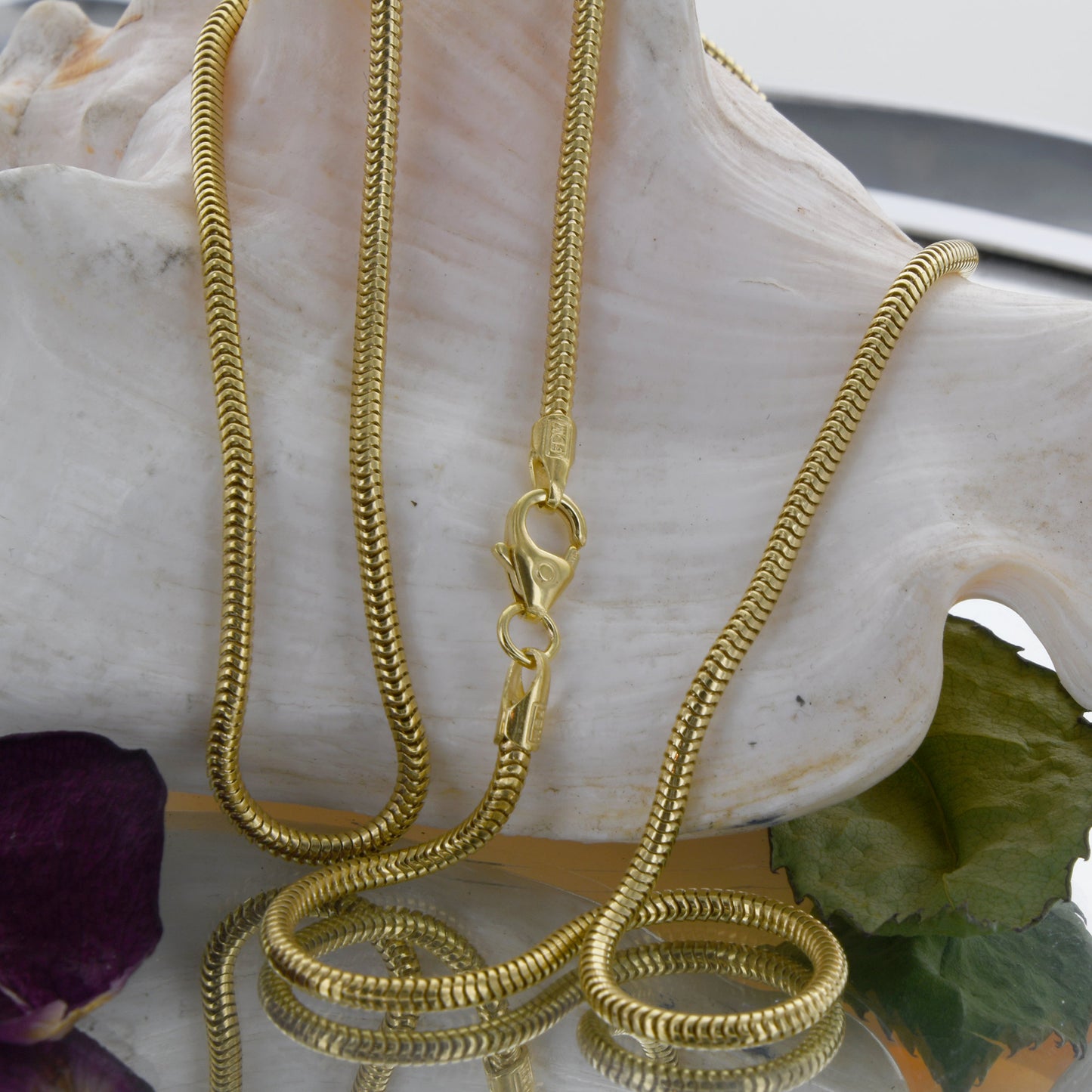 Edle Massive Goldkette Schlangenkette rund Halskette 585-14 Karat Gold