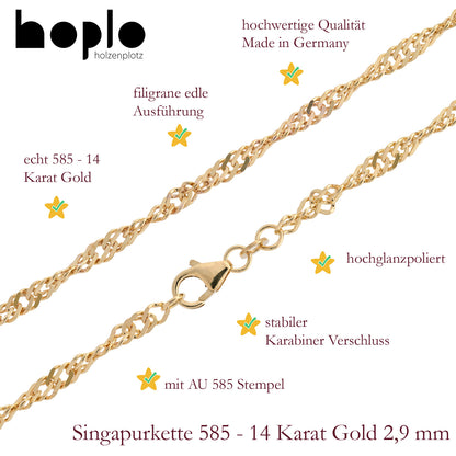 Edle Goldkette Singapurkette Halskette echt massiv 585-14 Karat Gold