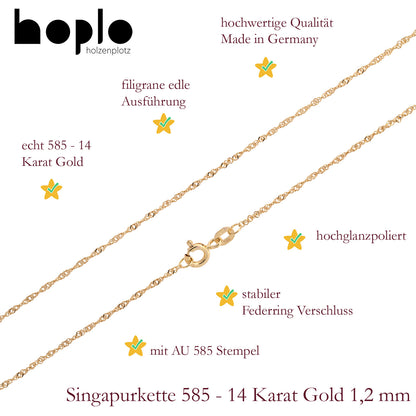Edle Goldkette Singapurkette Halskette echt massiv 585-14 Karat Gold
