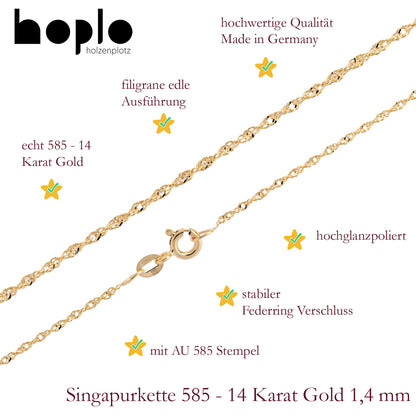 Edle Goldkette Singapurkette Halskette echt massiv 585-14 Karat Gold