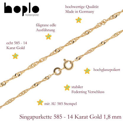 Edle Goldkette Singapurkette Halskette echt massiv 585-14 Karat Gold