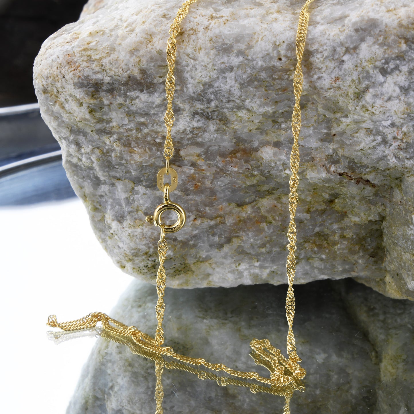 Edle Goldkette Singapurkette Halskette echt massiv 585-14 Karat Gold