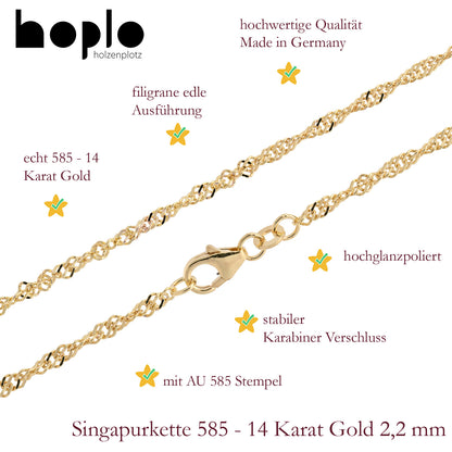 Edle Goldkette Singapurkette Halskette echt massiv 585-14 Karat Gold