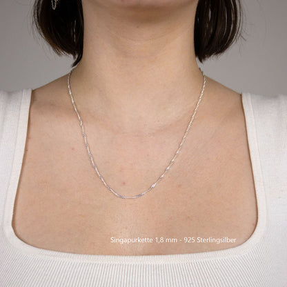 Silberkette Echt 925 Sterlingsilber Singapurkette Silber Halskette - Damenkette Made in Germany