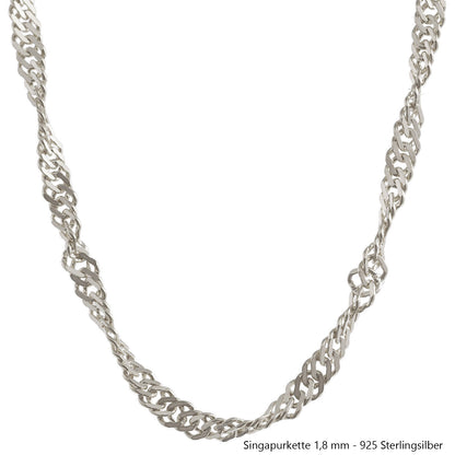 Silberkette Echt 925 Sterlingsilber Singapurkette Silber Halskette - Damenkette Made in Germany