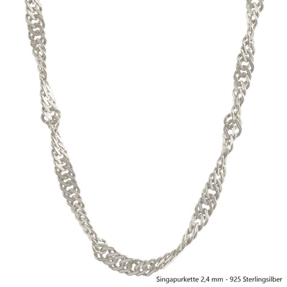 Silberkette Echt 925 Sterlingsilber Singapurkette Silber Halskette - Damenkette Made in Germany