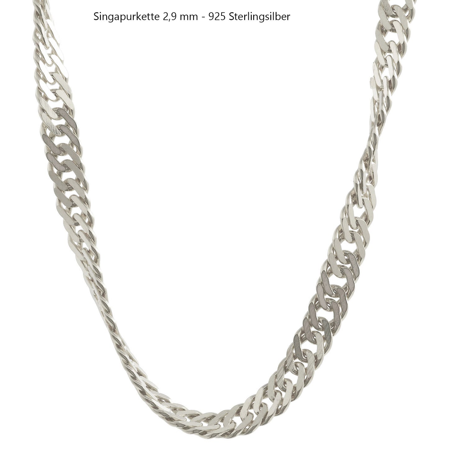 Silberkette Echt 925 Sterlingsilber Singapurkette Silber Halskette - Damenkette Made in Germany