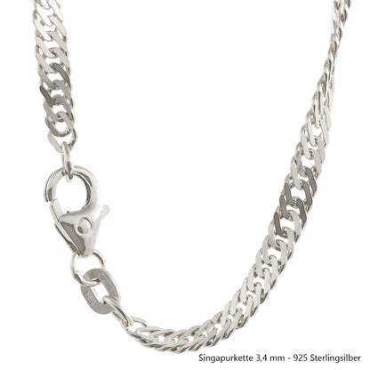 Silberkette Echt 925 Sterlingsilber Singapurkette Silber Halskette - Damenkette Made in Germany