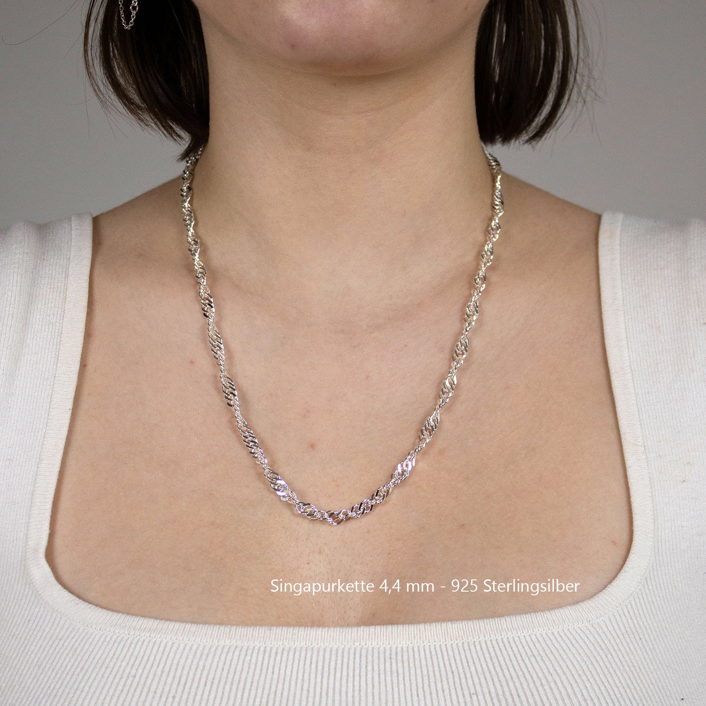 Silberkette Echt 925 Sterlingsilber Singapurkette Silber Halskette - Damenkette Made in Germany