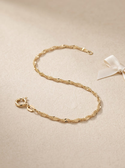 Goldkette Singapurkette Armkette 1,8 mm massiv 19 cm 585-14 Karat Gold