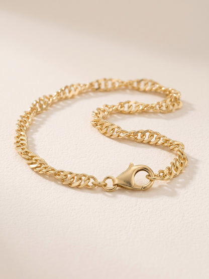 Goldkette Singapurkette Armkette 2,9 mm massiv 19 cm 585-14 Karat Gold