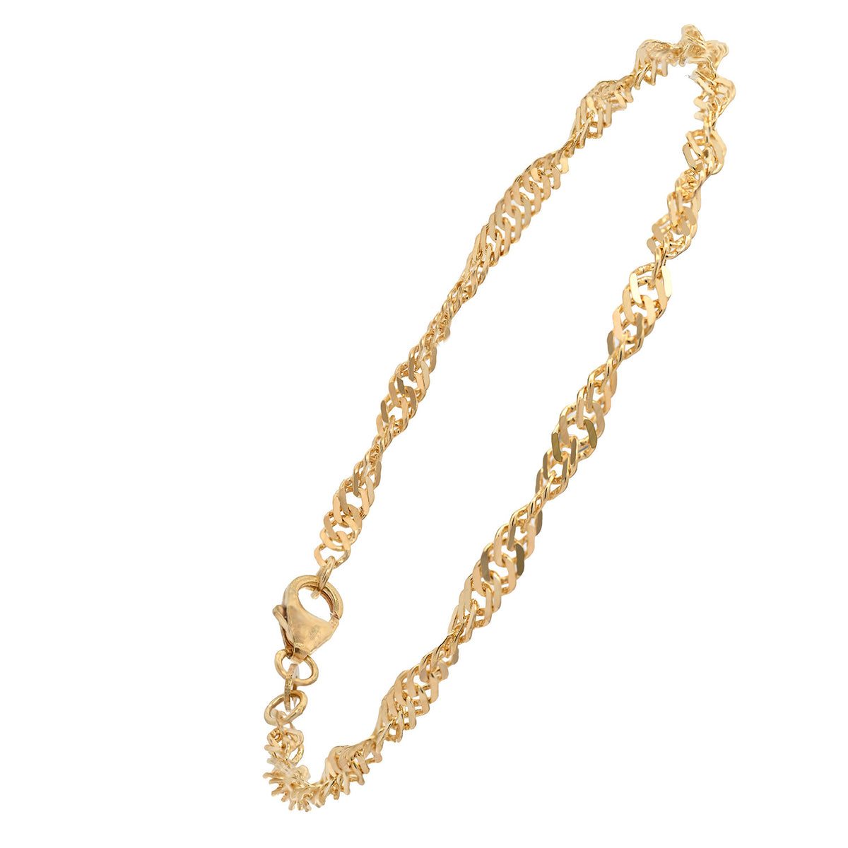 Goldkette Singapurkette Armkette 2,9 mm massiv 19 cm 585-14 Karat Gold