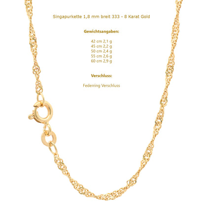 Singapurkette Halskette  333 - 8 Karat Gold Auswahl