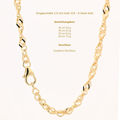 Singapurkette Halskette  333 - 8 Karat Gold Auswahl