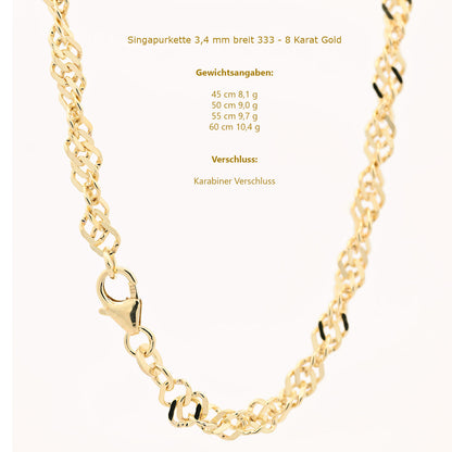 Singapurkette Halskette  333 - 8 Karat Gold Auswahl