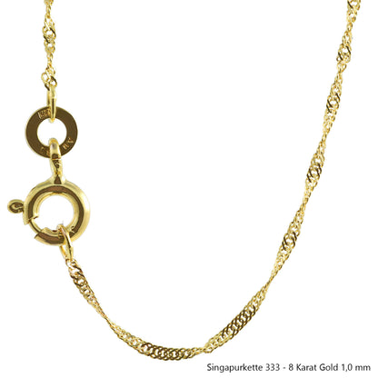 Singapurkette Halskette  333 - 8 Karat Gold Auswahl