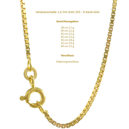 Edle Venezianerkette Halskette - 333 - 8 Karat Gold Juwelier Qualität