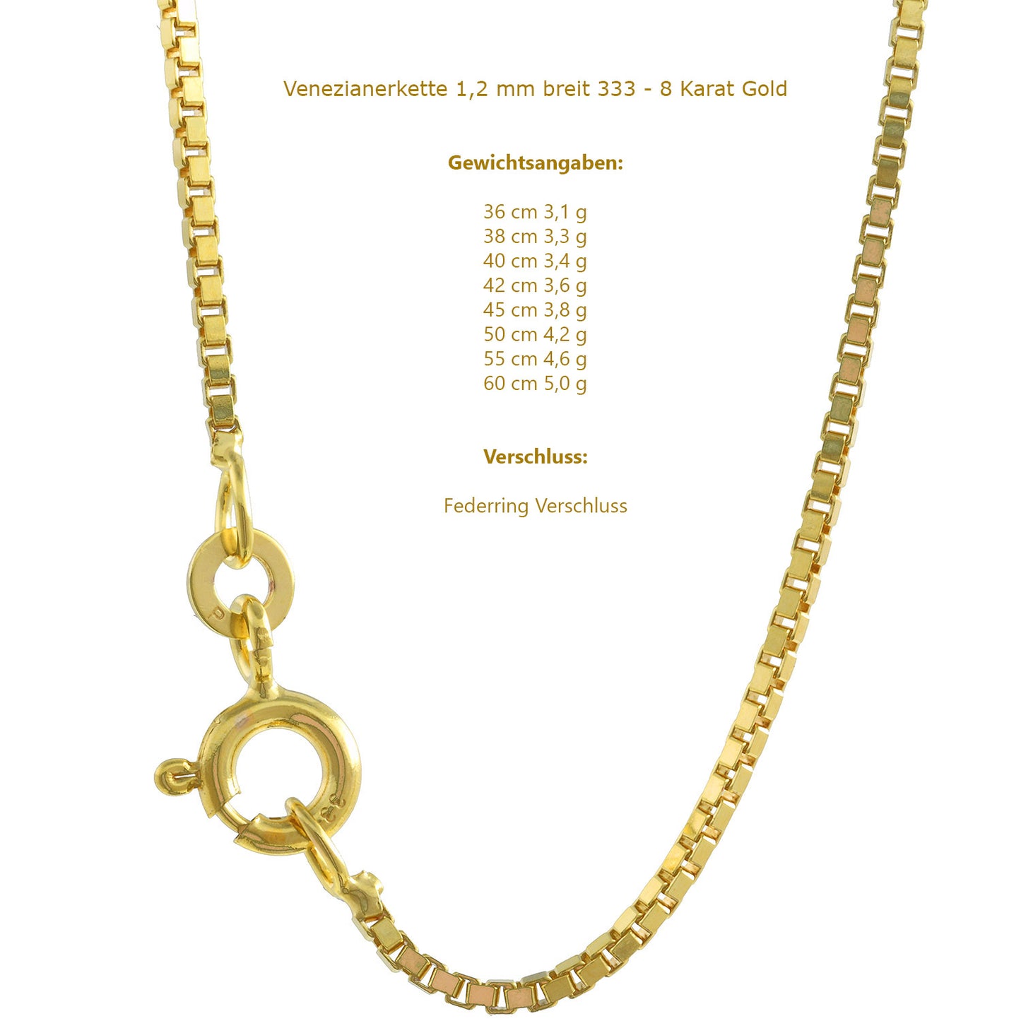 Edle Venezianerkette Halskette - 333 - 8 Karat Gold Juwelier Qualität