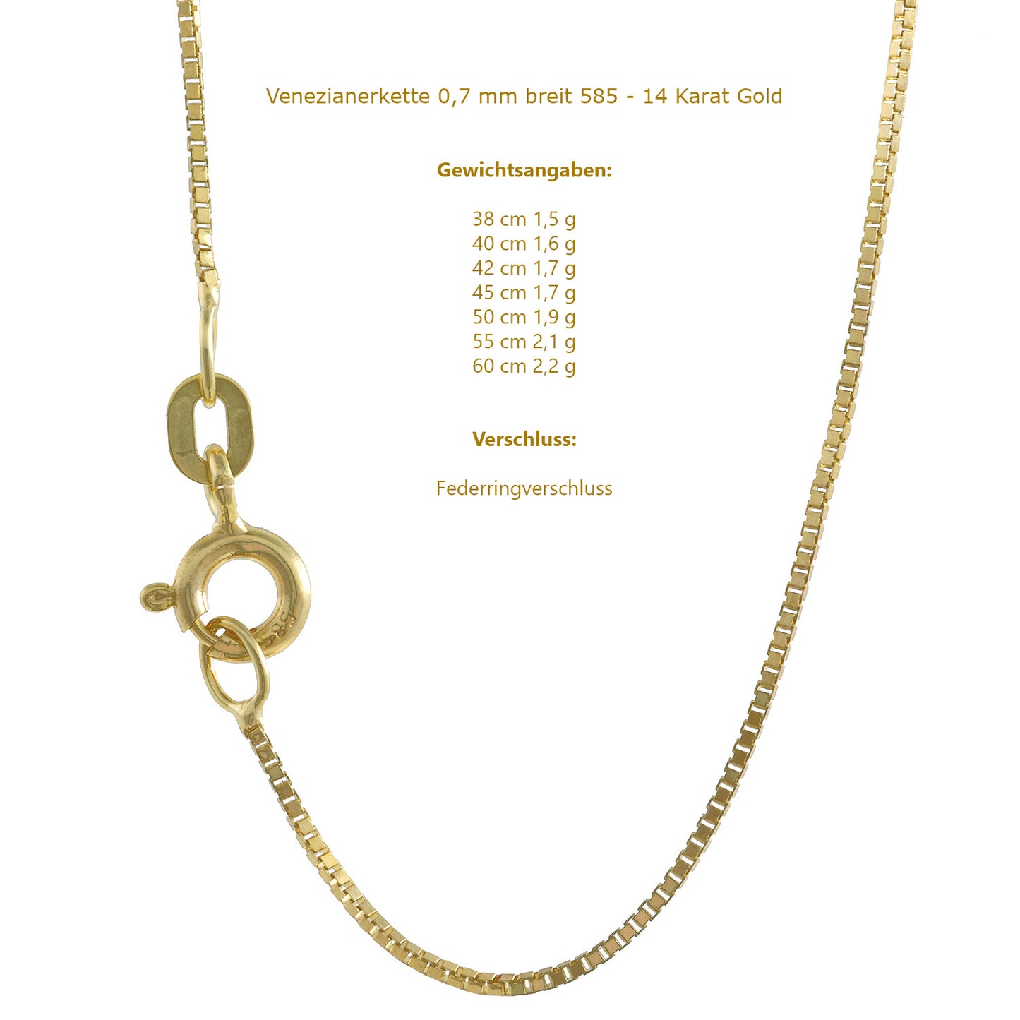 Edle Venezianerkette Halskette  585 - 14 Karat Gold Juwelier Qualität