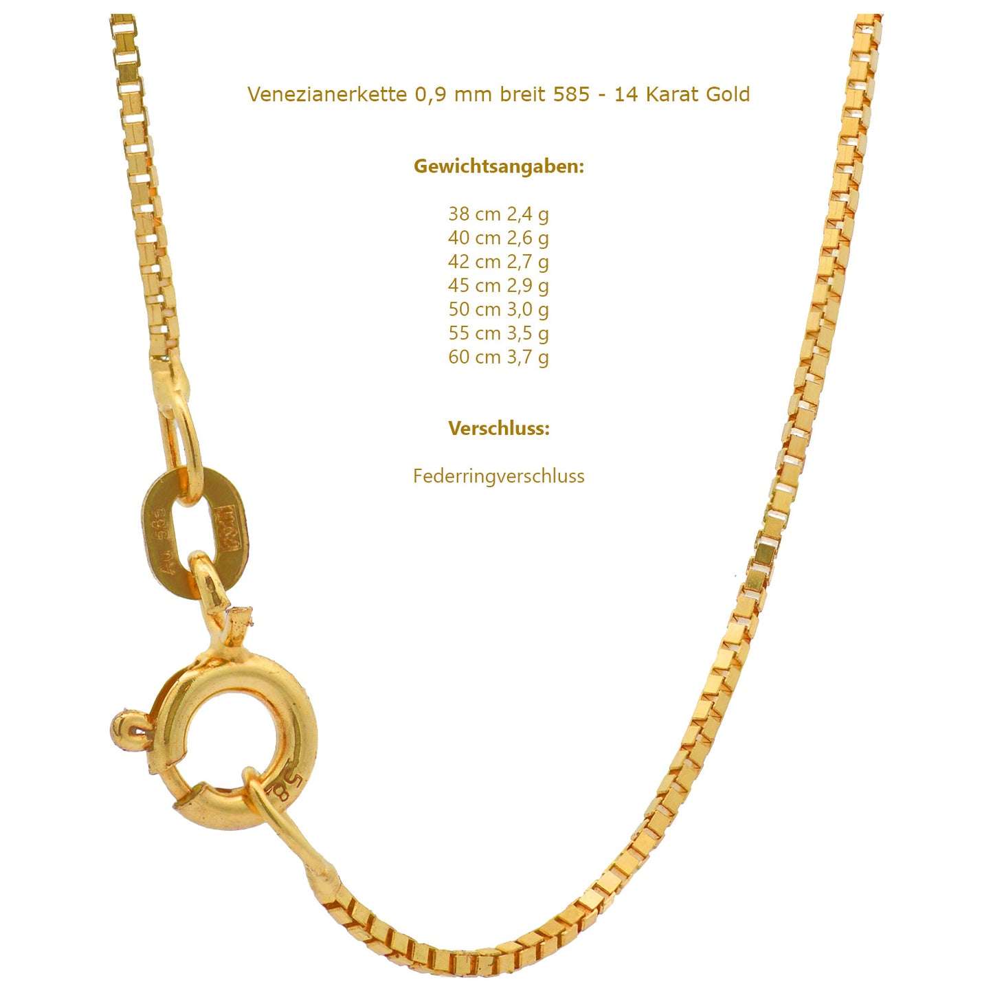 Edle Venezianerkette Halskette  585 - 14 Karat Gold Juwelier Qualität