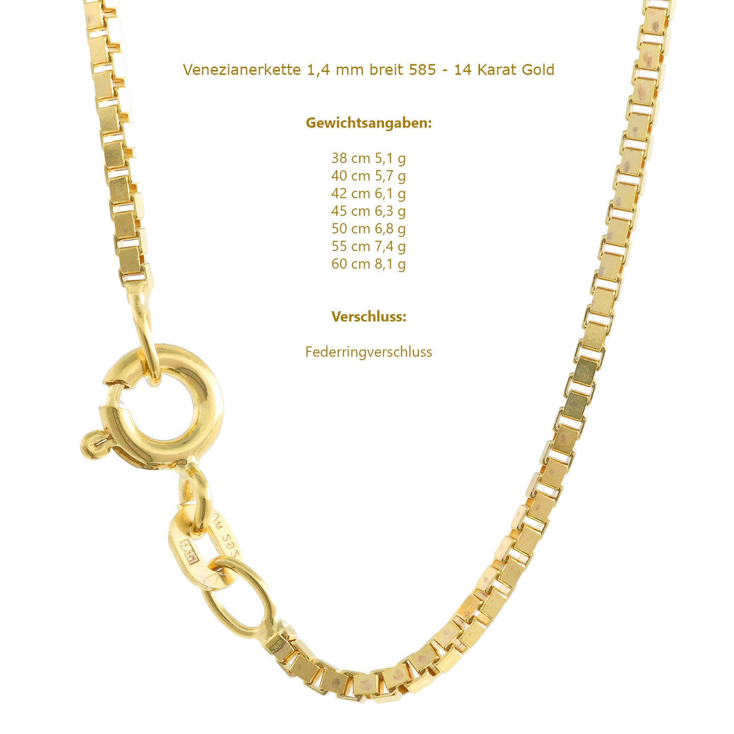 Edle Venezianerkette Halskette  585 - 14 Karat Gold Juwelier Qualität